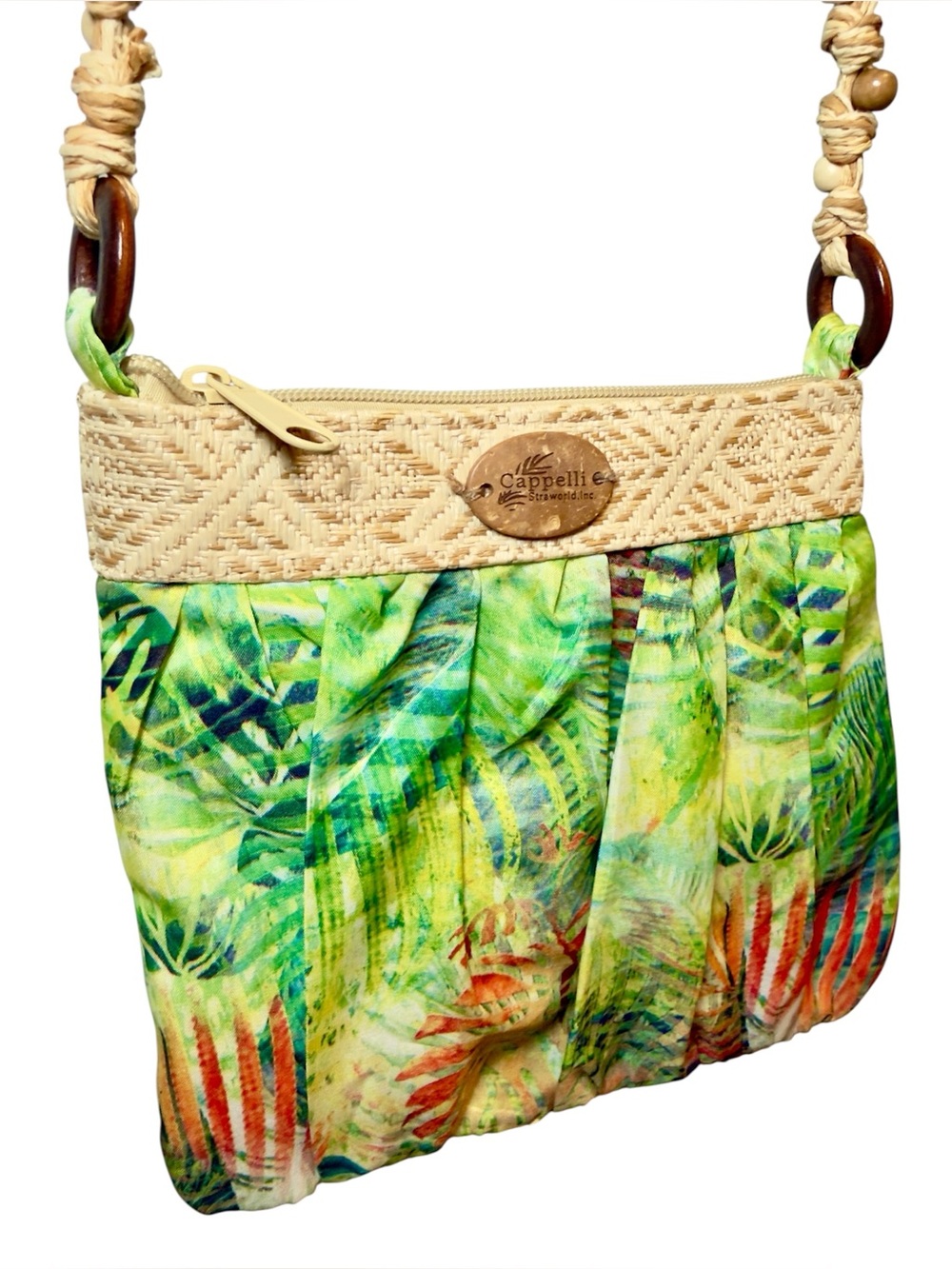 Cappelli Straworld Boho Straw and Fabric Crossbody Bag